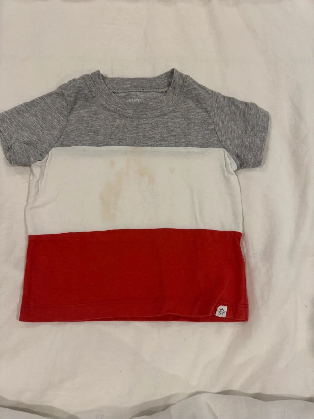 Carter's Gray White Red Colorblock Short Sleeve Tee